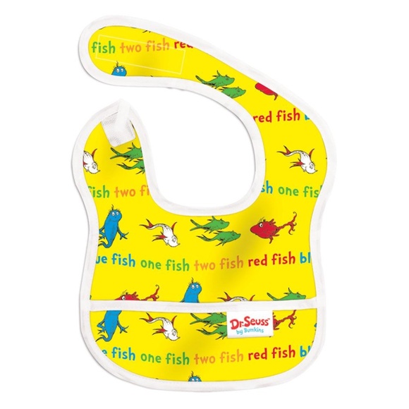 Bumkins Waterproof Starter Bib: Dr. Seuss One Fish, Two Fish - Retired Print - Picture 1 of 5